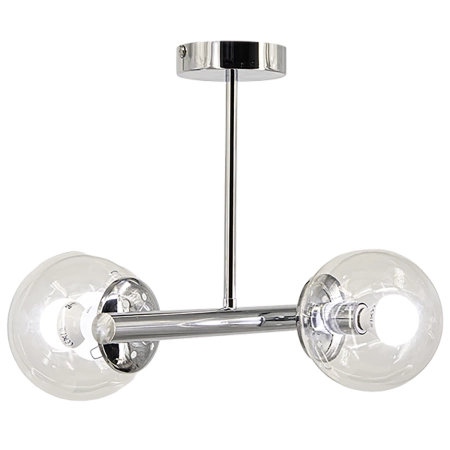 Plafon metalowy chromowany z dwoma szklanymi kloszami 3010/2 - Lampy Elem